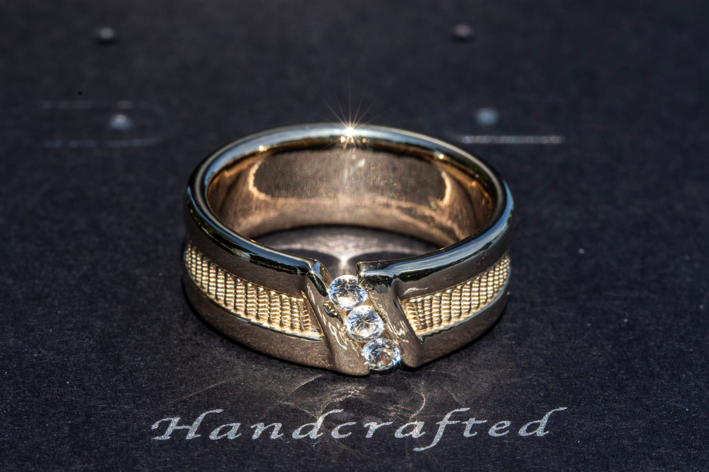Men's 3 stone wedding band