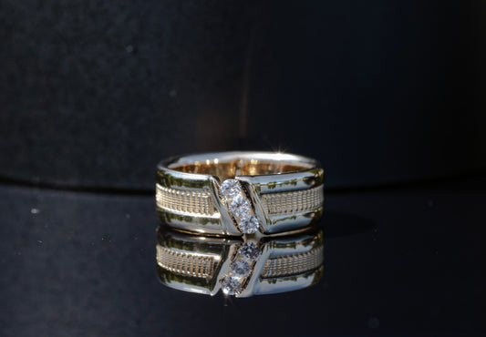Men's 3 stone wedding band